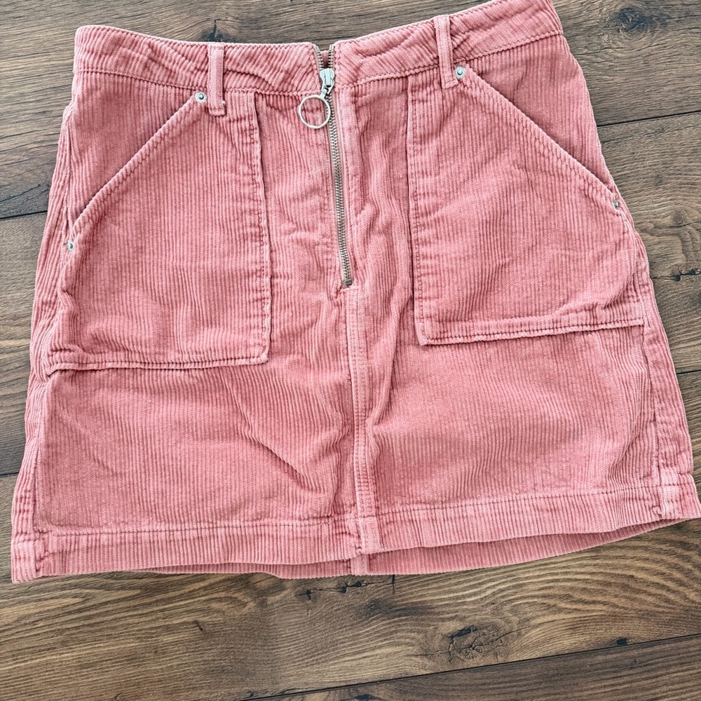 Pink Corduroy Mini Skirt